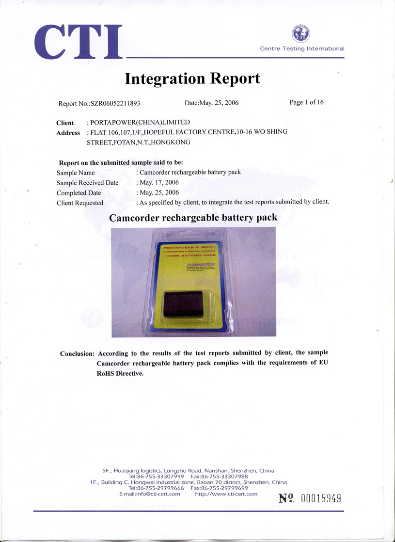 RoHS Test Report RoHS Test Report